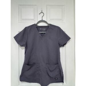 Grey's Anatomy by Barco Charcoal Gray Scrub V Neck Top Small